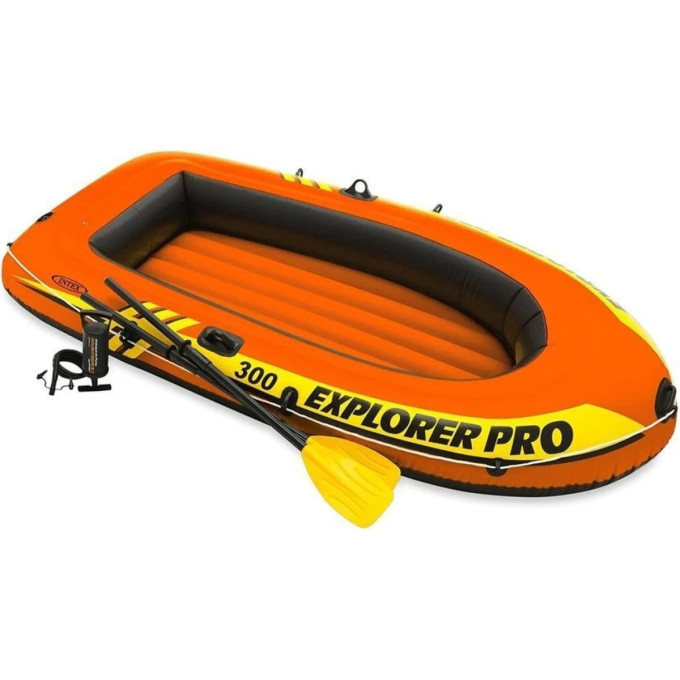 Лодка INTEX Explorer Pro 300 58358, 3-местная, 244×117×36 см, вёсла, насос, до 200 кг